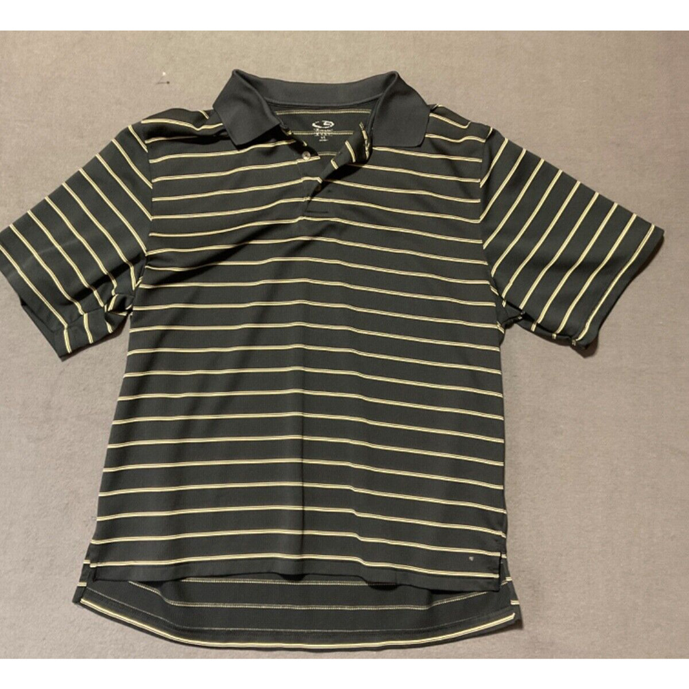 Champion Polo Shirt 2X Black‎ Tan Striped Short Sleeve Collared Golf